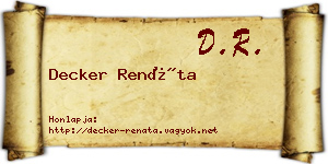 Decker Renáta névjegykártya
