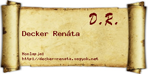 Decker Renáta névjegykártya